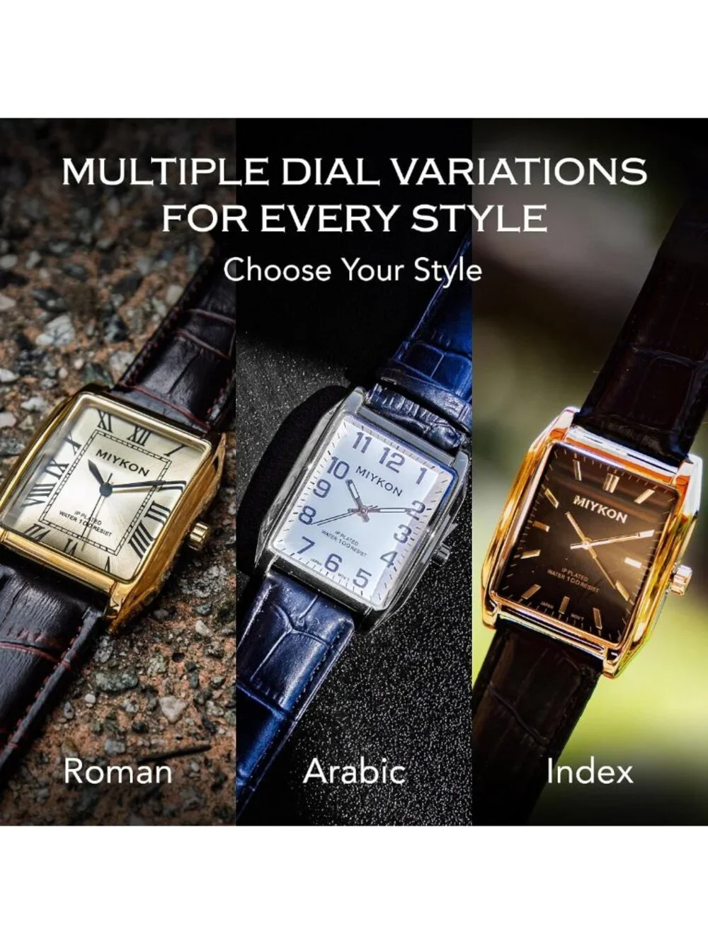 Vintage Men's Tank Dress Watch | Genuine Leather Strap, Water Resistant, Classic